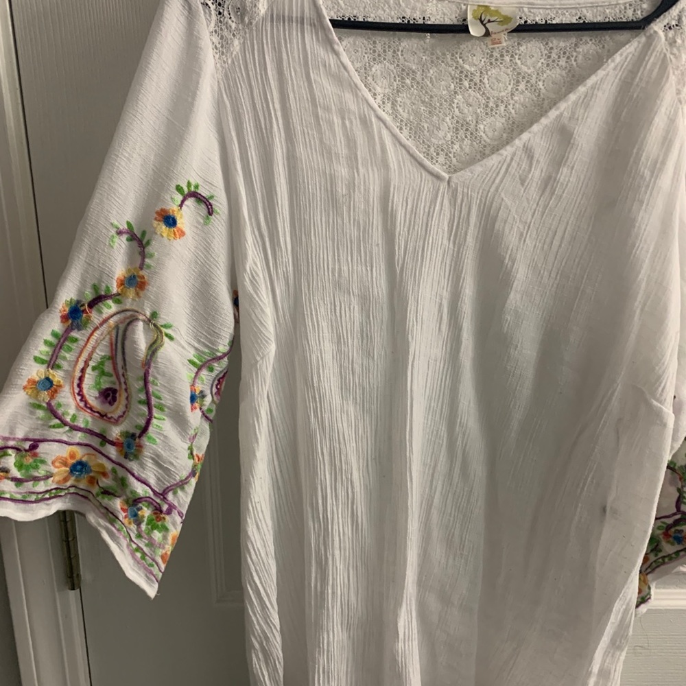 Embroidered Peasant Top